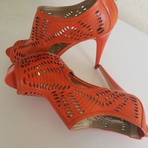 Burnt orange bootie heels